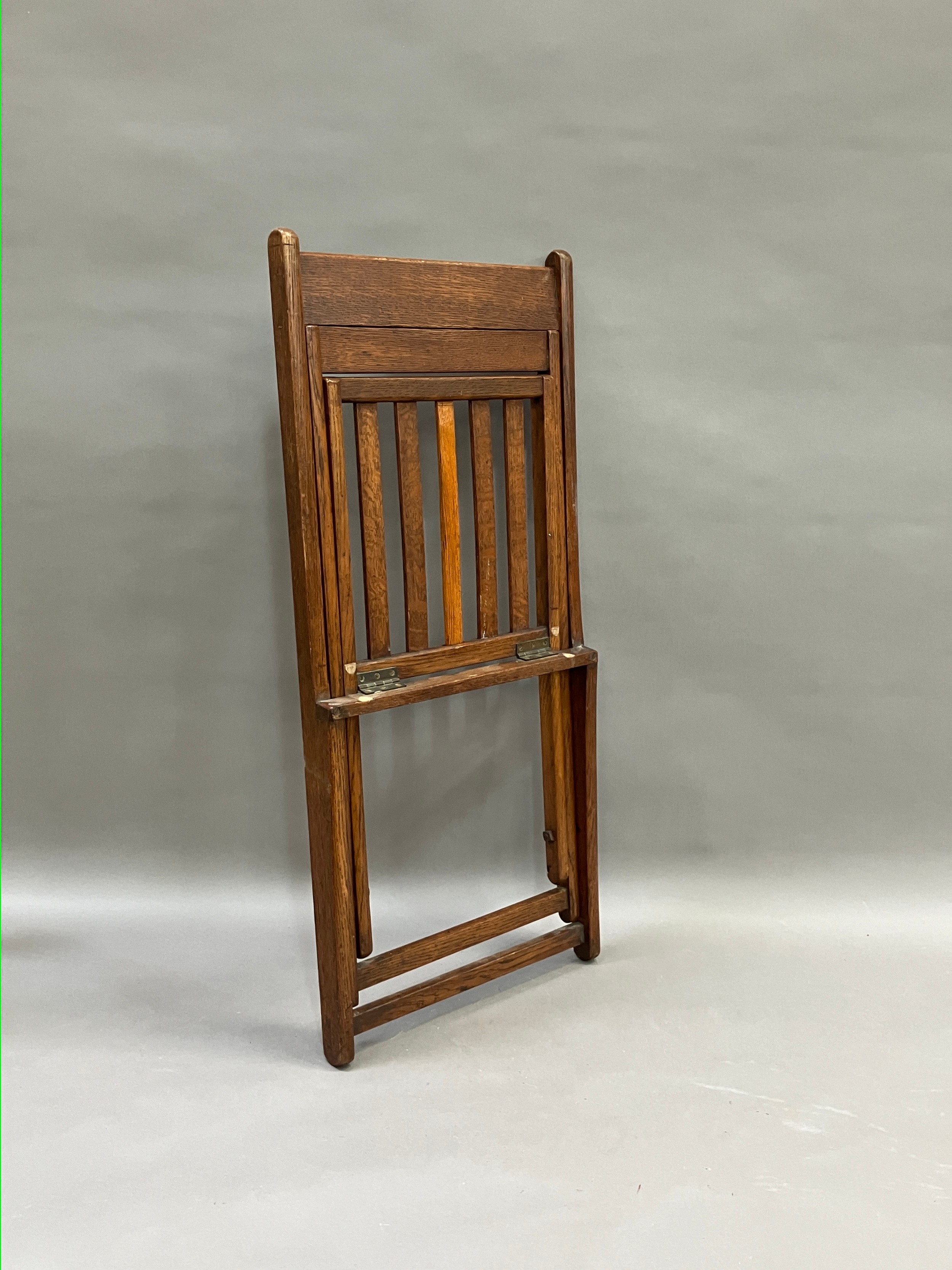 A 1930/40s oak folding chair with slatted seat - Image 3 of 3