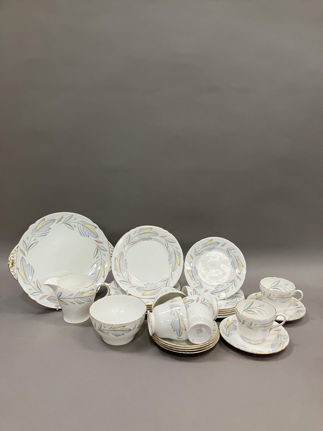 A Shelley Caprice pattern tea service for six comprising cups, saucers, cake plates, tea plates, - Image 2 of 3