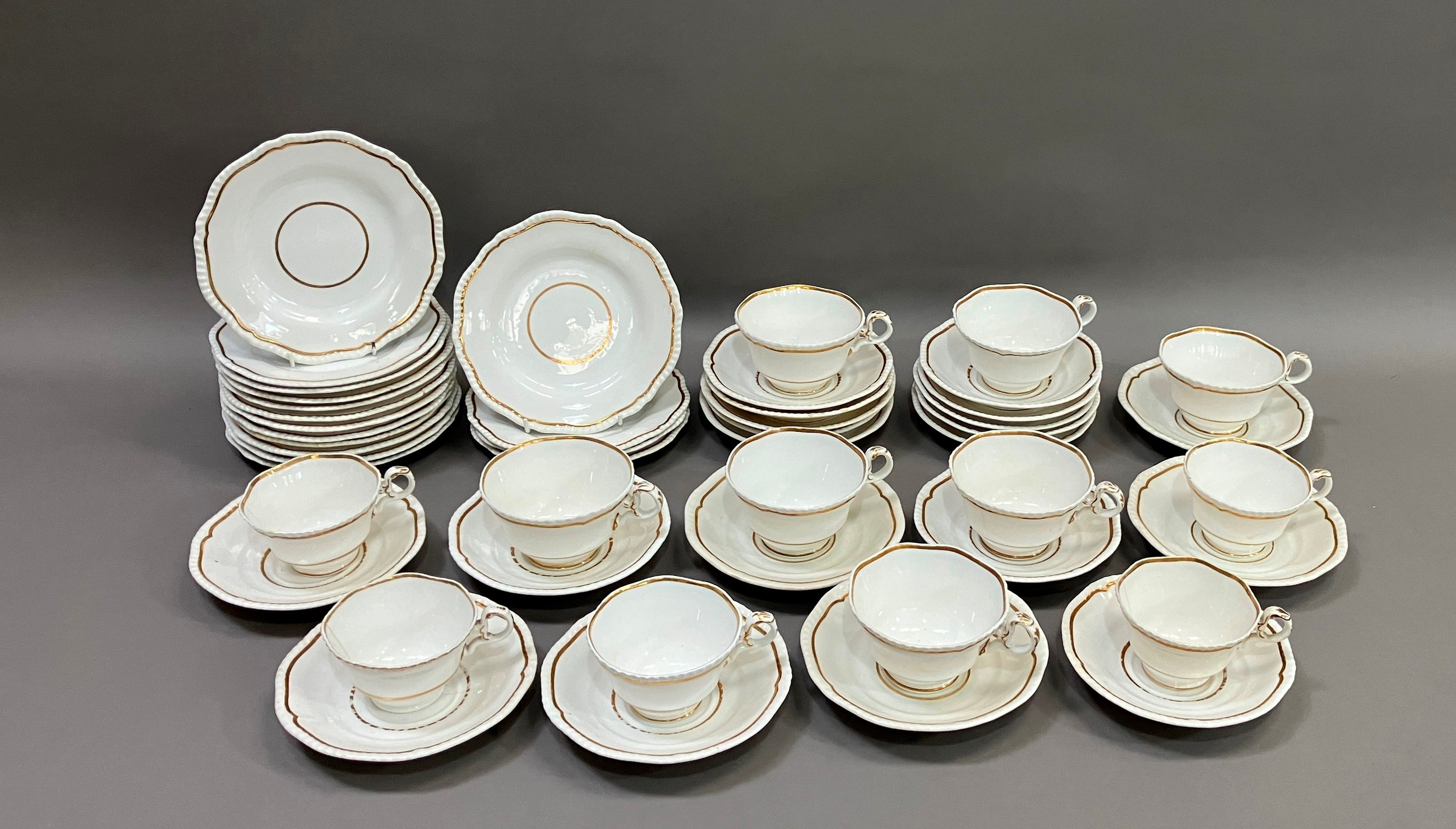 A 19th century Spode part breakfast service with gadrooned rims highlighted in gilt comprising seven - Image 3 of 3