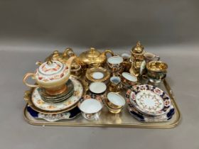 A continental style gilt coffee service, further gilt teapot and hot water pot together with other