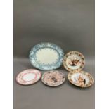 Three early Royal Crown Derby Imari pattern plates, a Royal Crown Staffordshire posy plate