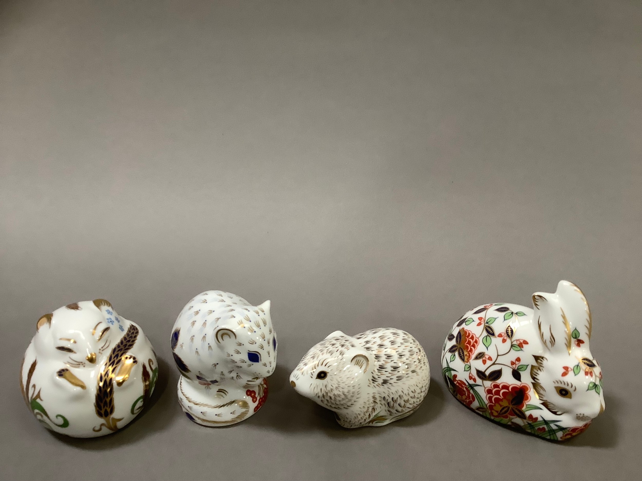 Four Royal Crown Derby paperweights including a dormouse, harvest mouse, a vole and a rabbit, all - Image 2 of 5