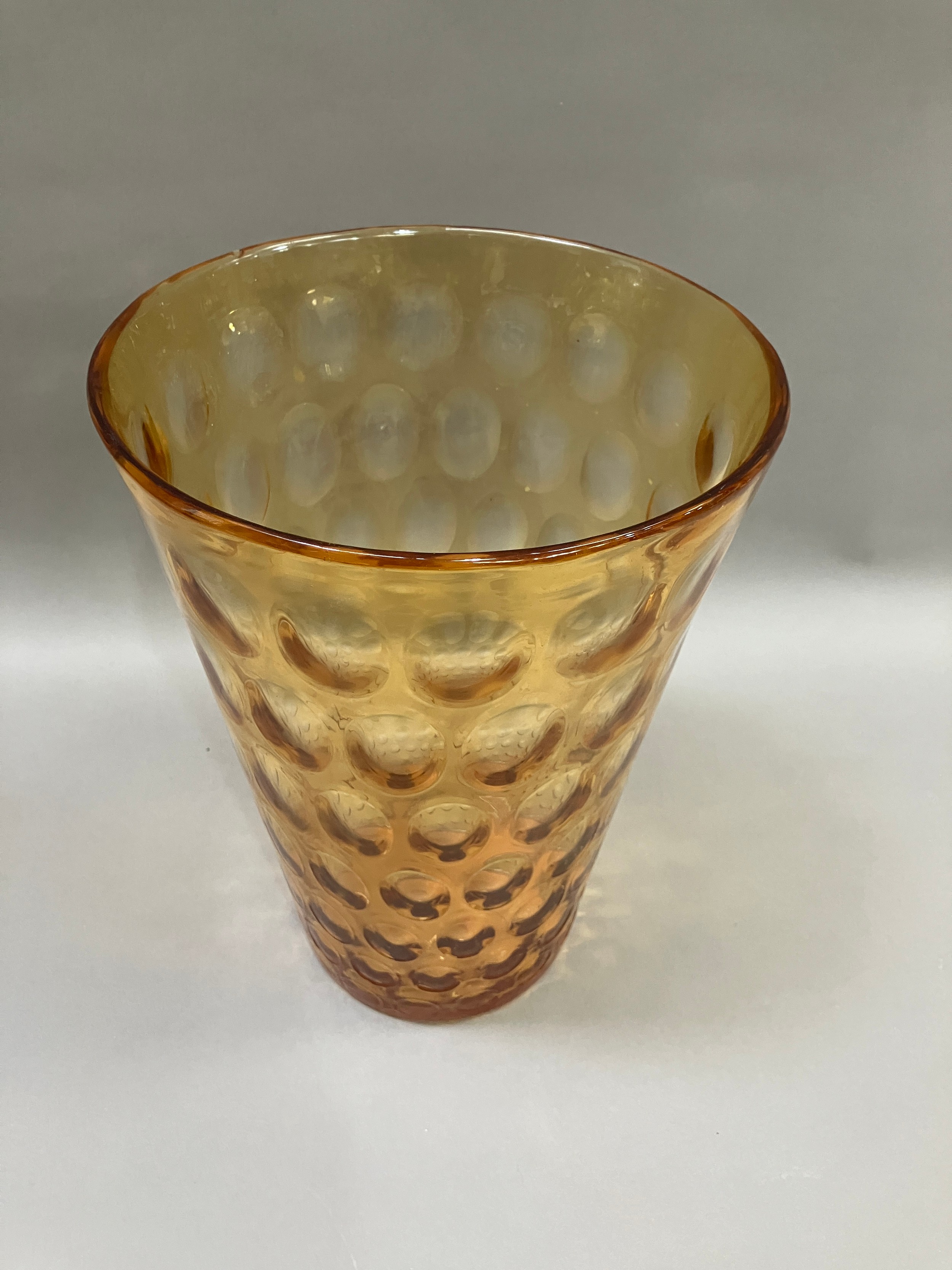 An Art Deco amber glass flower vase of tapered cylindrical form - Image 2 of 3