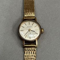 A Zenith lady’s manual wrist watch, c1978, in 9ct gold case no. 37635 1779/1, signed, 17 jewelled