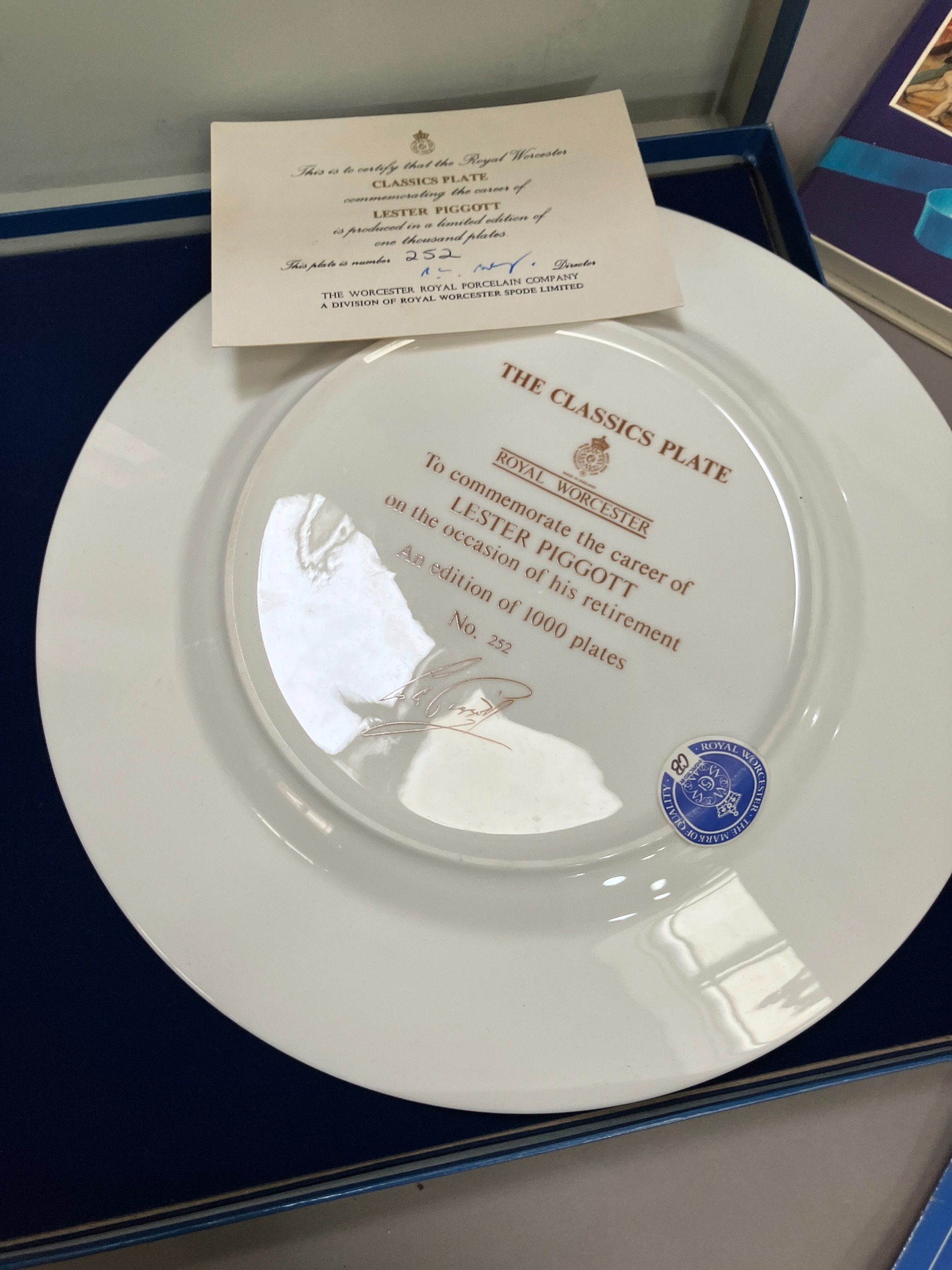 A Royal Worcester Classics plate to commemorate the career of Lester Piggot on the occasion of his - Image 5 of 7