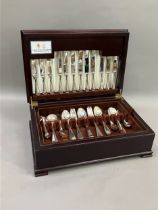 A canteen of silver plated cutlery by Arthur Price of England with lift out tray, containing six