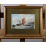 E BLAND (Act. late 19th/early 20th century), Shipping in a heavy swell off Whitby, oil on board,
