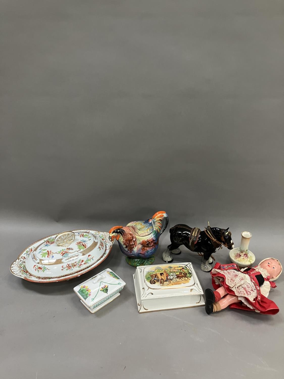 A collection of ceramics including a lidded tureen, a japanned lidded tureen, commemorative box - Image 2 of 2