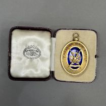 A Masonic jewel in silver gilt, Birmingham 1937 for Kenning and Son, set to the centre with royal