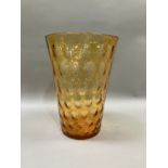 An Art Deco amber glass flower vase of tapered cylindrical form