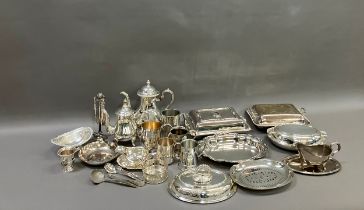 A collection of silver plated ware including lidded tureens etc