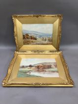 E.H.Martyn, Morning Arundel and Cumberland, watercolour, a pair title and attribution to the gilt