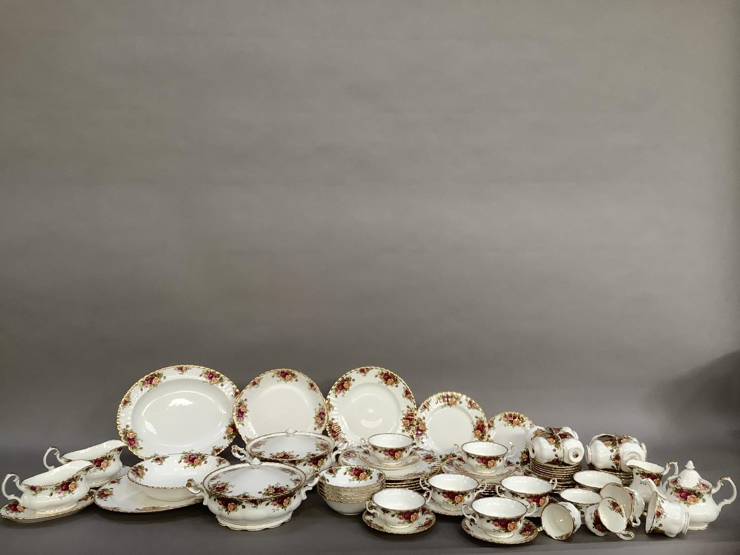 A Royal Albert Old Country Roses tea, coffee and dinner service comprising six teacups and - Image 2 of 5