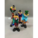 Four Murano style glass clowns