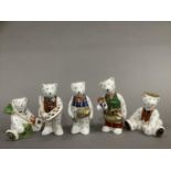A group of five Royal Crown Derby teddy bears including: artist, DIY bear, gardener, 'Gone