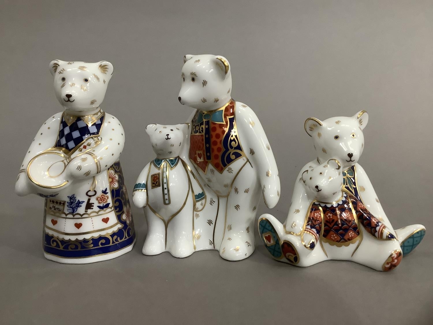 A Royal Crown Derby family group of teddy bears including mother bear, father bear with young and - Image 2 of 4