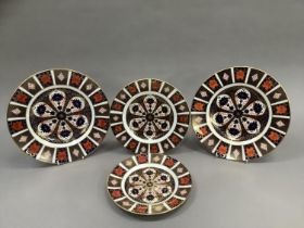Two Royal Crown Derby Old Imari pattern dinner plates 1128, 26.5cm together with two further