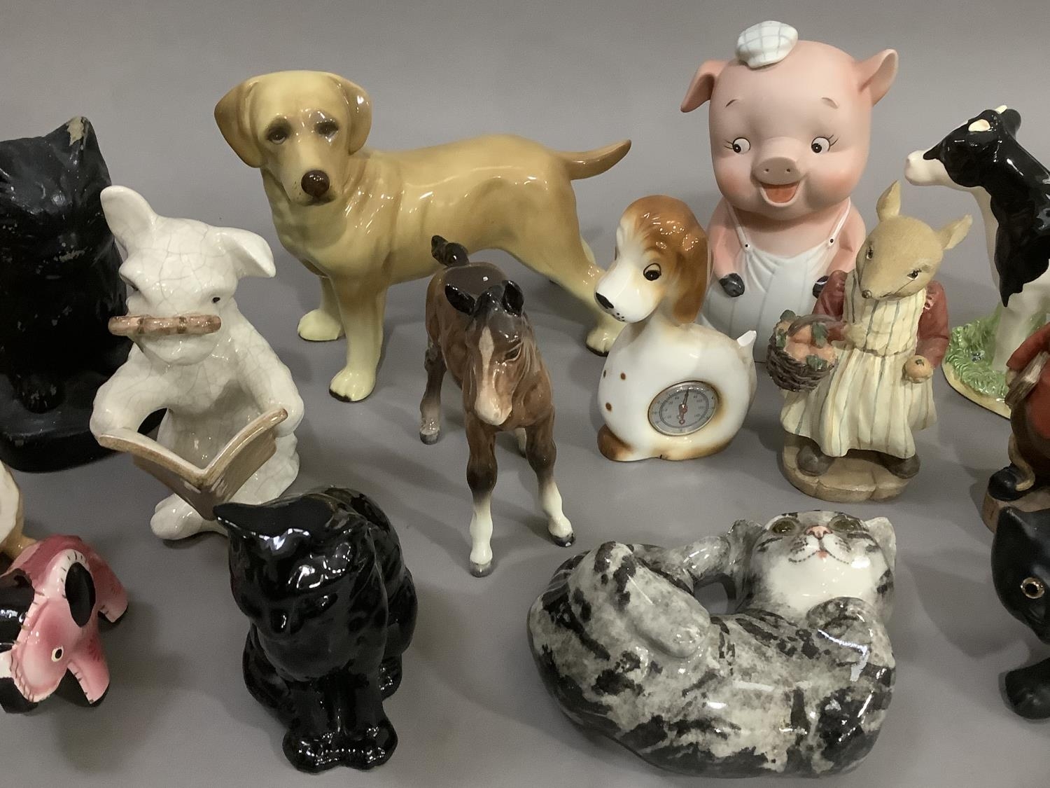 A collection of mainly ceramic animals including dogs, cats, piggy bank, foal, etc - Image 3 of 4