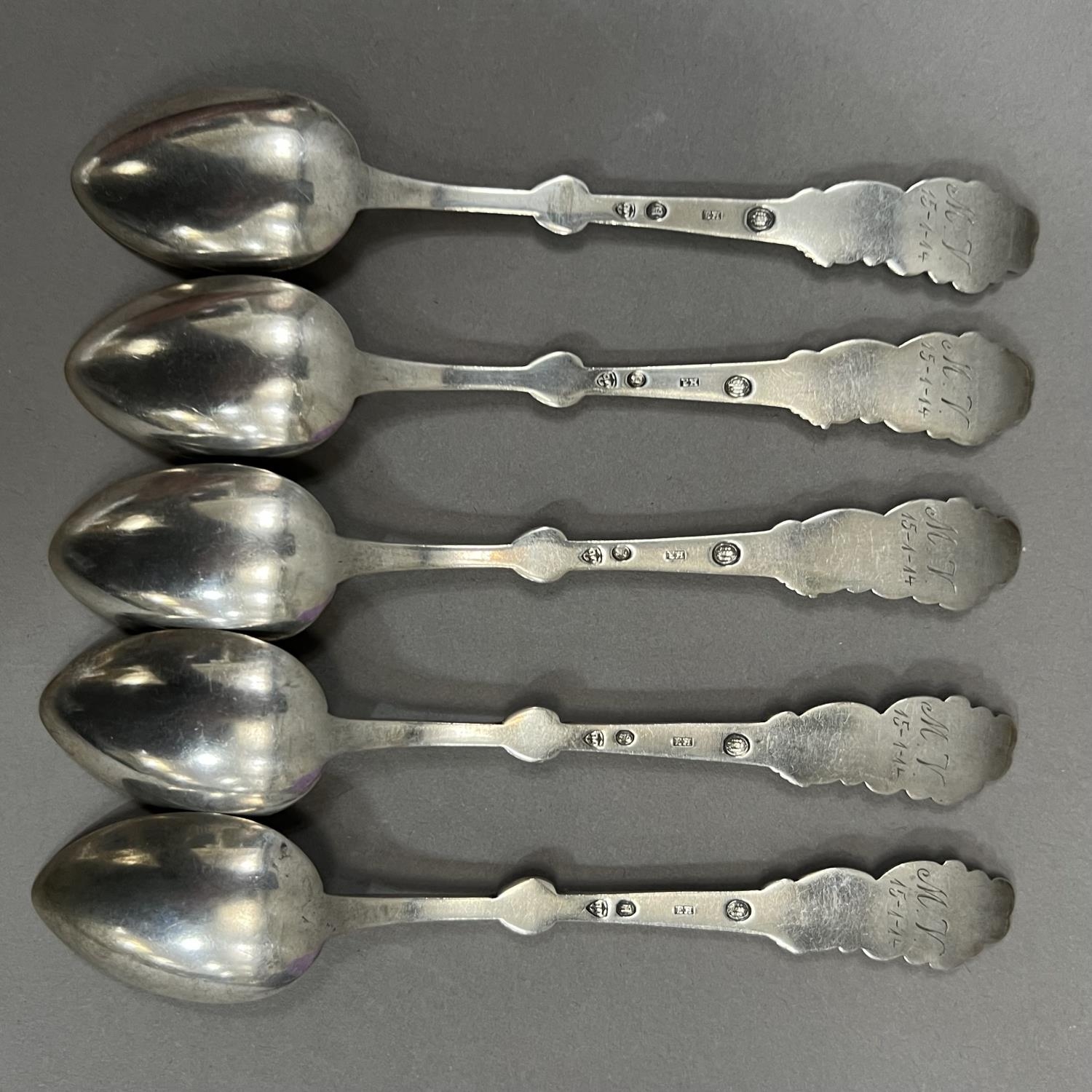 A small collection of late 19th and early 20th century continental silver cutlery including five art - Image 2 of 2