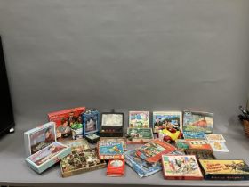 Parlour games, playing cards, Victory and other jigsaws including wooden jigsaws, picture blocks,