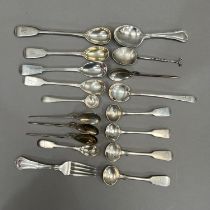 A collection of 19th Century and early 20th Century silver condiment spoons including several