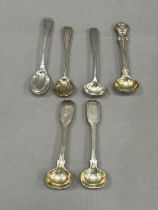 A pair of Victorian silver mustard spoons, London, 1838 for William Eaton in fiddle and thread