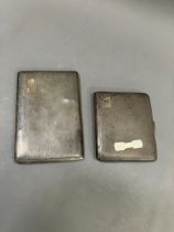 Two early to mid 20th century silver cigarette cases, total approximate weight 10oz