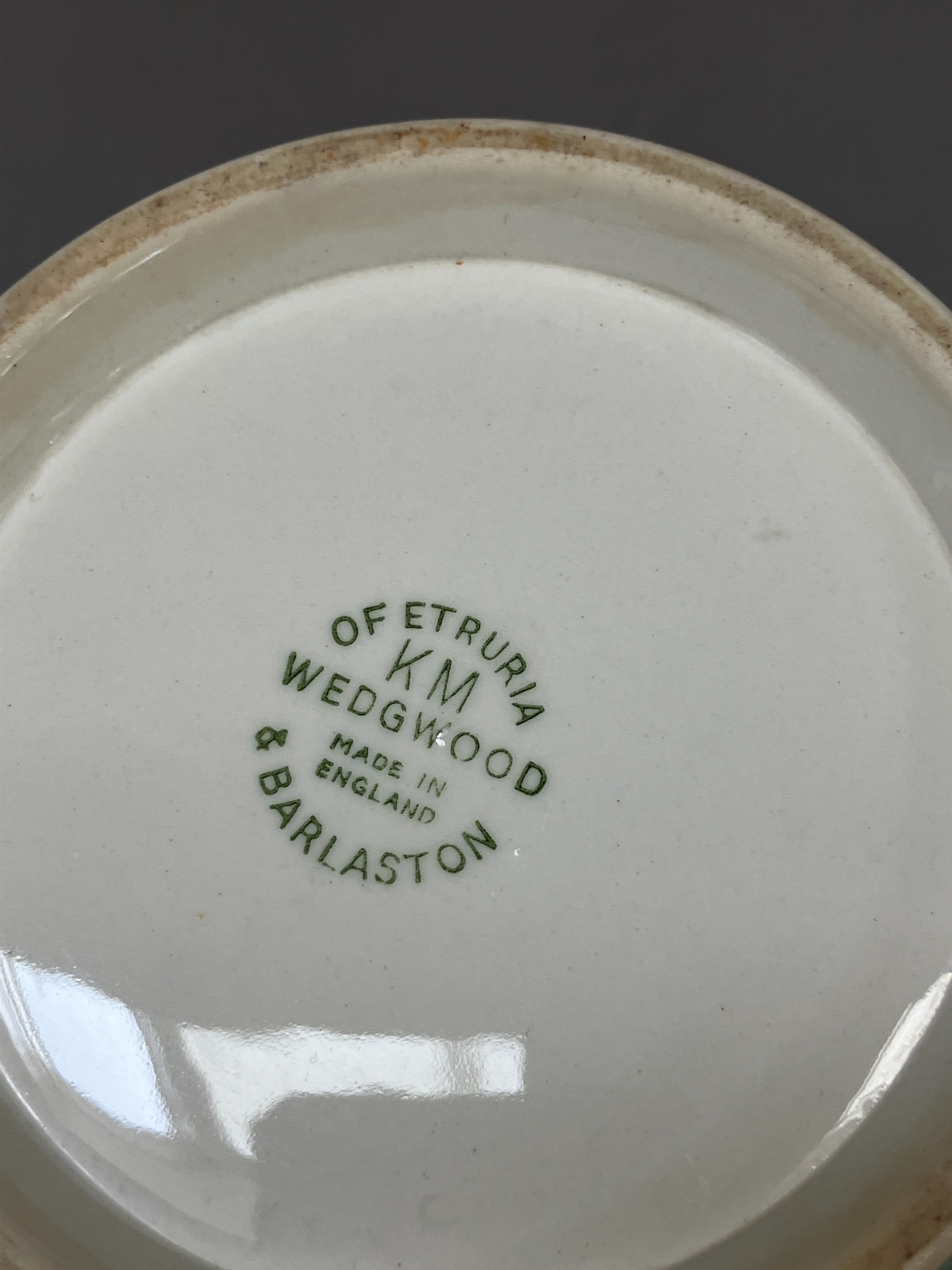 A Keith Murray for Wedgwood celadon green and cream vase of slightly tapered cylindrical form - Image 2 of 2