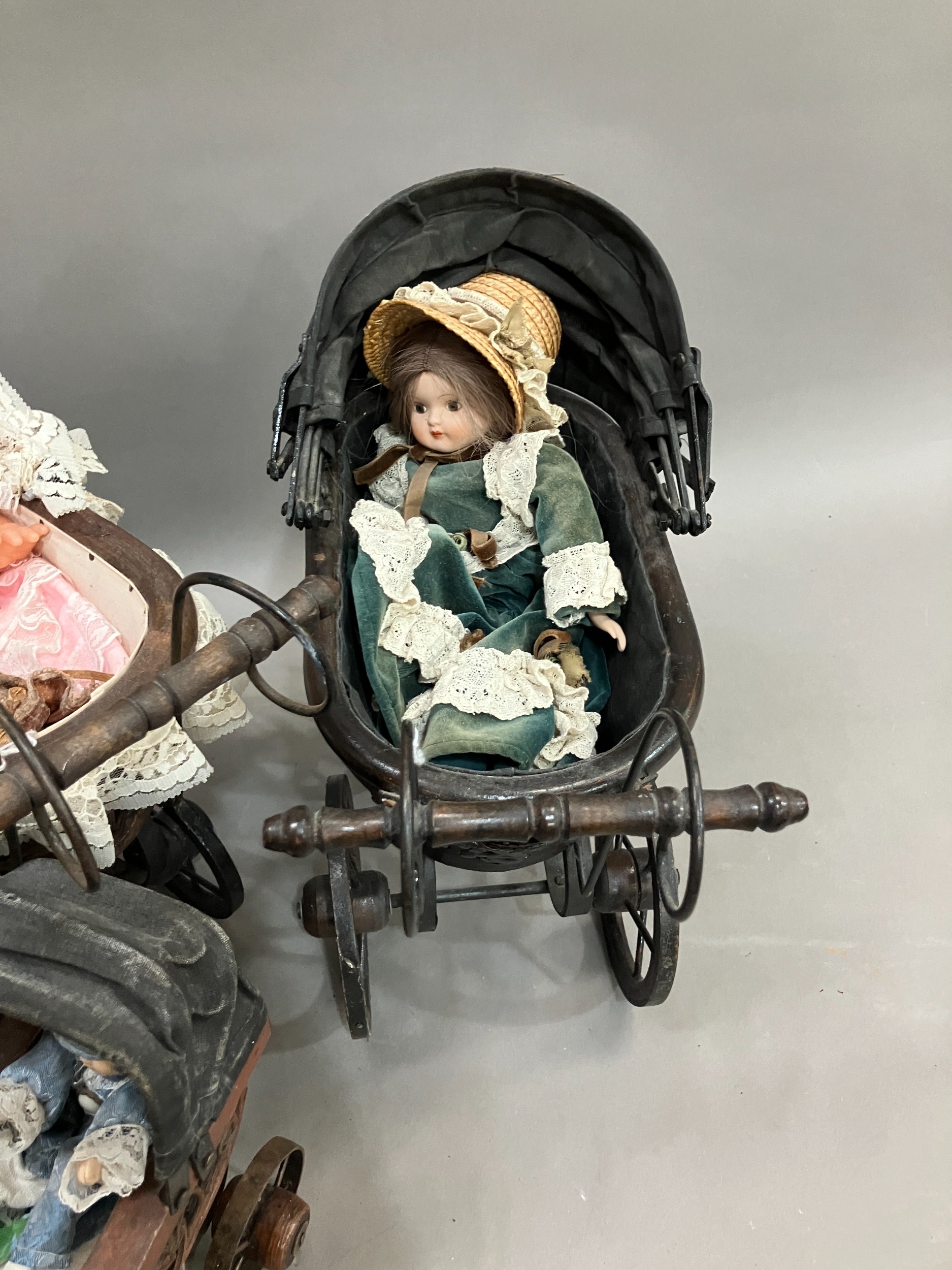 Three Victorian style prams of graduated size together with a Victorian style child's open chair and - Image 4 of 4