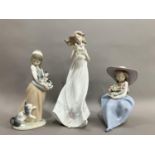 Three Lladro figures, Butterfly Treasures 6777, Girl with her Kittens, Girl with Flowers no.5862 (3)
