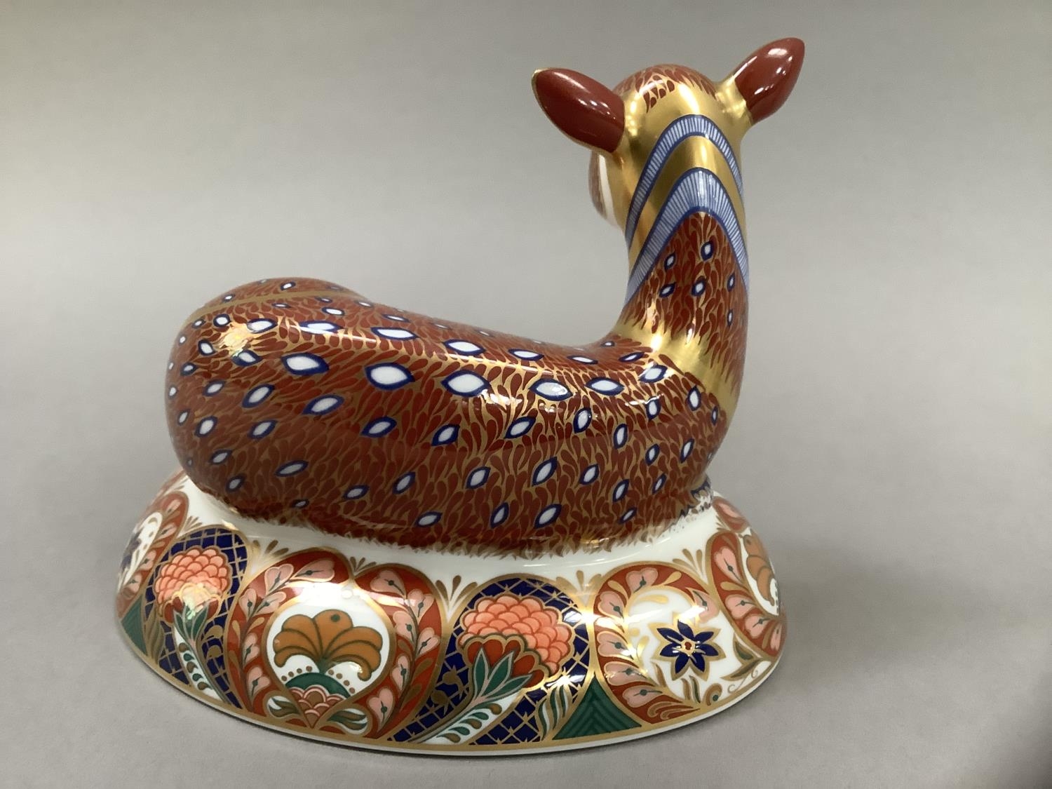 A Royal Crown Derby figure of a deer, recumbent, on an oval base, designed exclusively for the Royal - Image 3 of 4