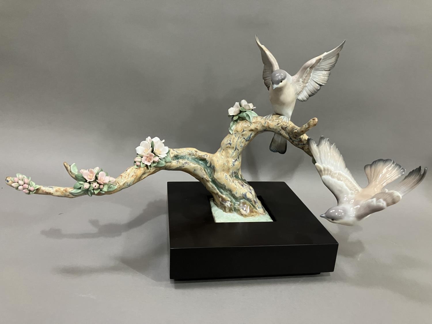 A Lladro figure group, Forest Song, Utopia series depicting birds on a two limbed branch with