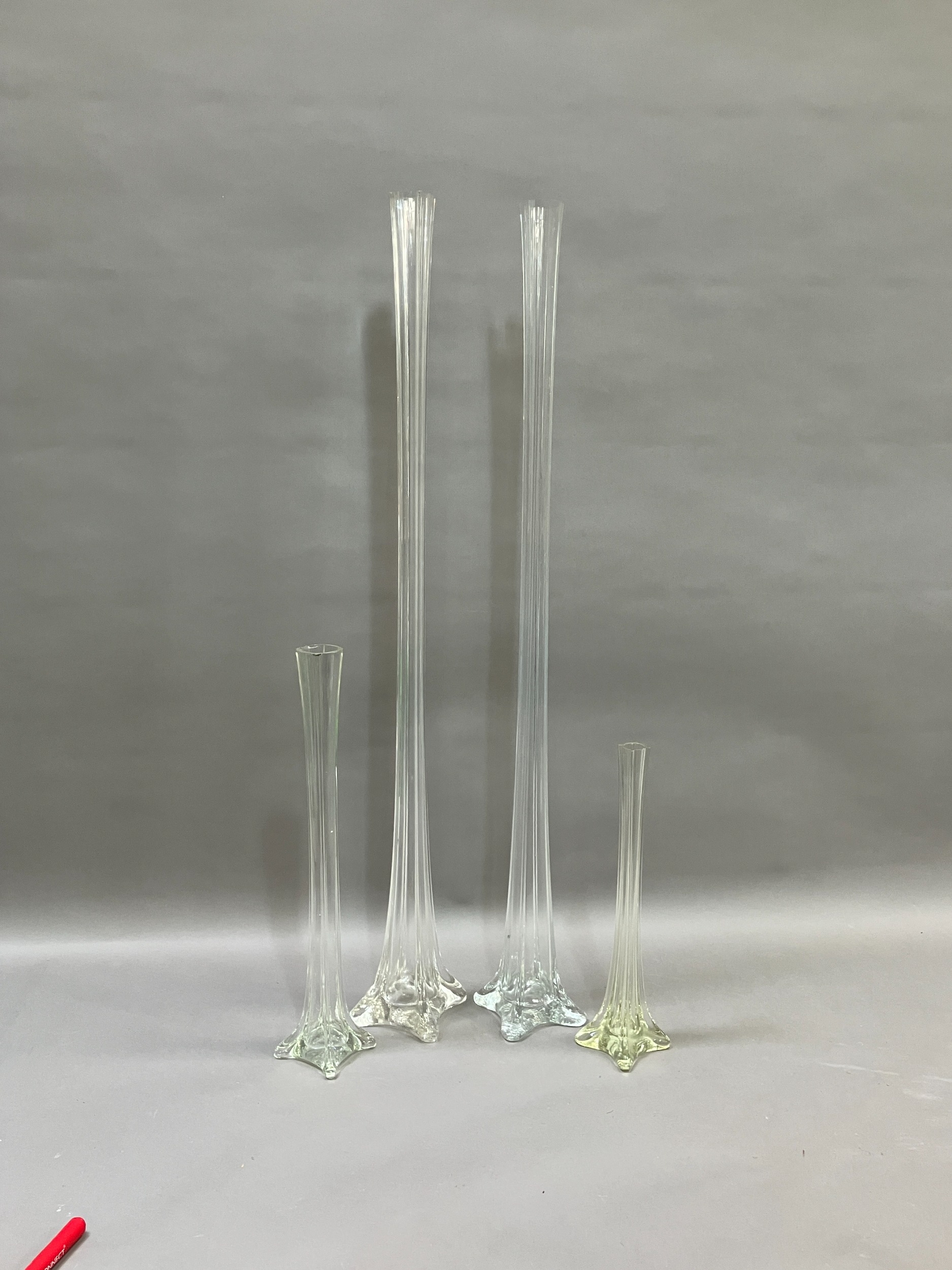 Two tall lily vases 100cm, together with two others of 50cm and 38cm