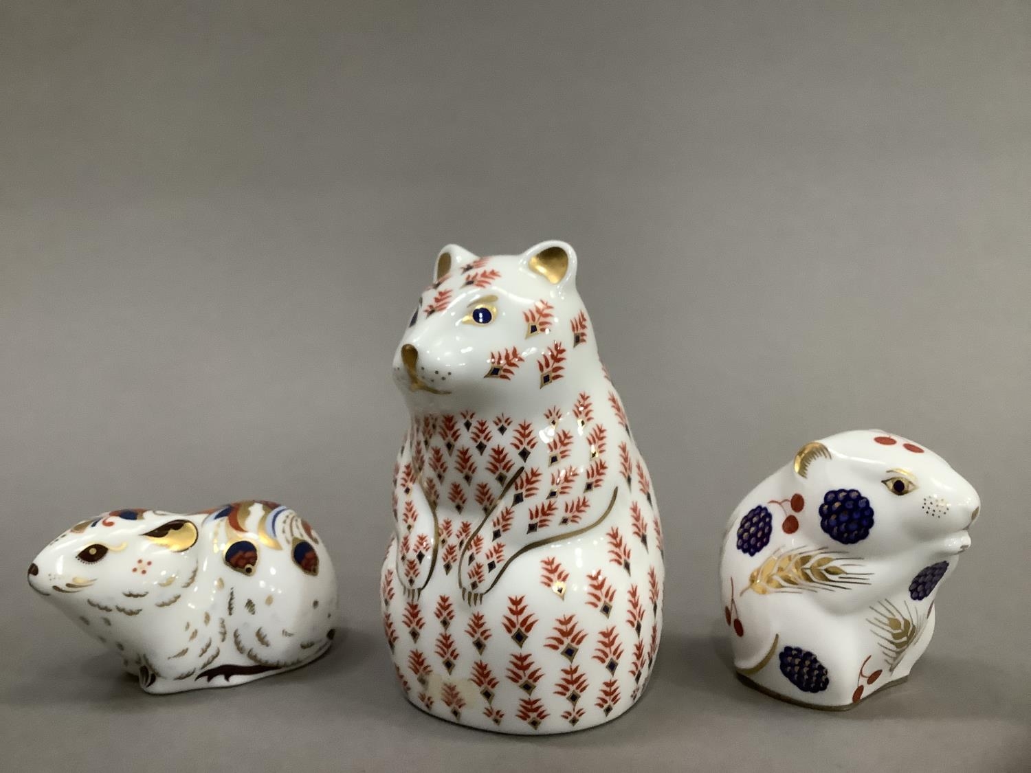 A Royal Crown Derby paperweight bear together with a harvest mouse and a bank vole, exclusive for - Image 2 of 5