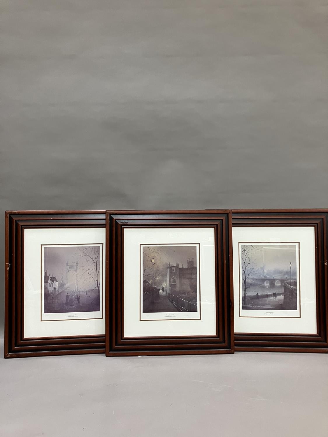 A set of three colour prints after Raymond Grronain, Evening Lamplight One 207/850, Evening