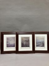 A set of three colour prints after Raymond Grronain, Evening Lamplight One 207/850, Evening