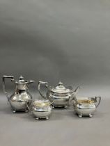 A George V three piece silver tea set, Sheffield 1912 for Atkin Brothers, baluster form with