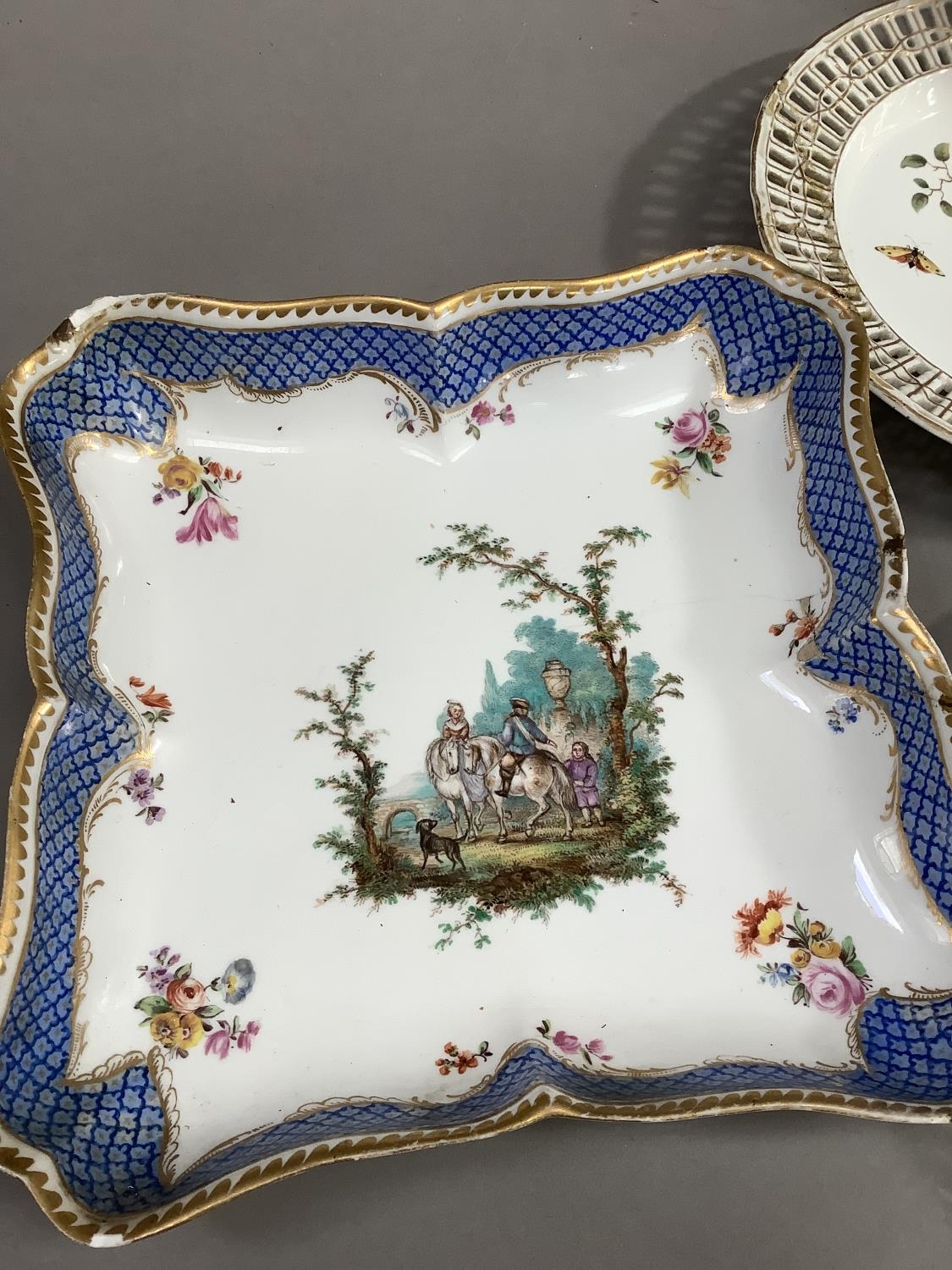 A pair of 19th century Meissen porcelain plates, polychrome painted with birds perched on leafy - Image 2 of 6