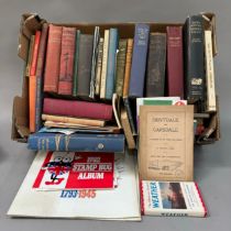 A box of books including The Observer's Book of Weather with dust jacket, two Ward Lock books -