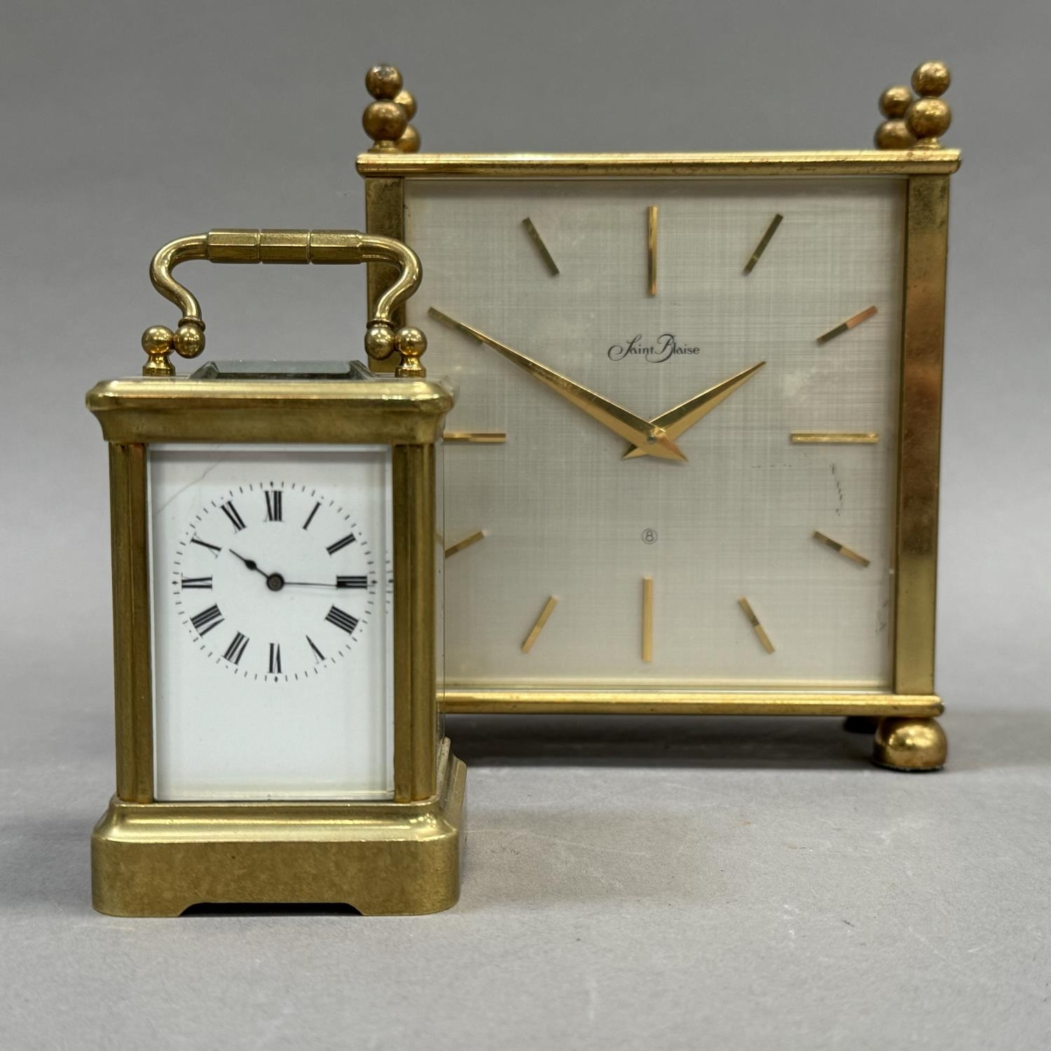 A late 19th/early 20th century miniature carriage clock, 8-day lever movement in fine light brass