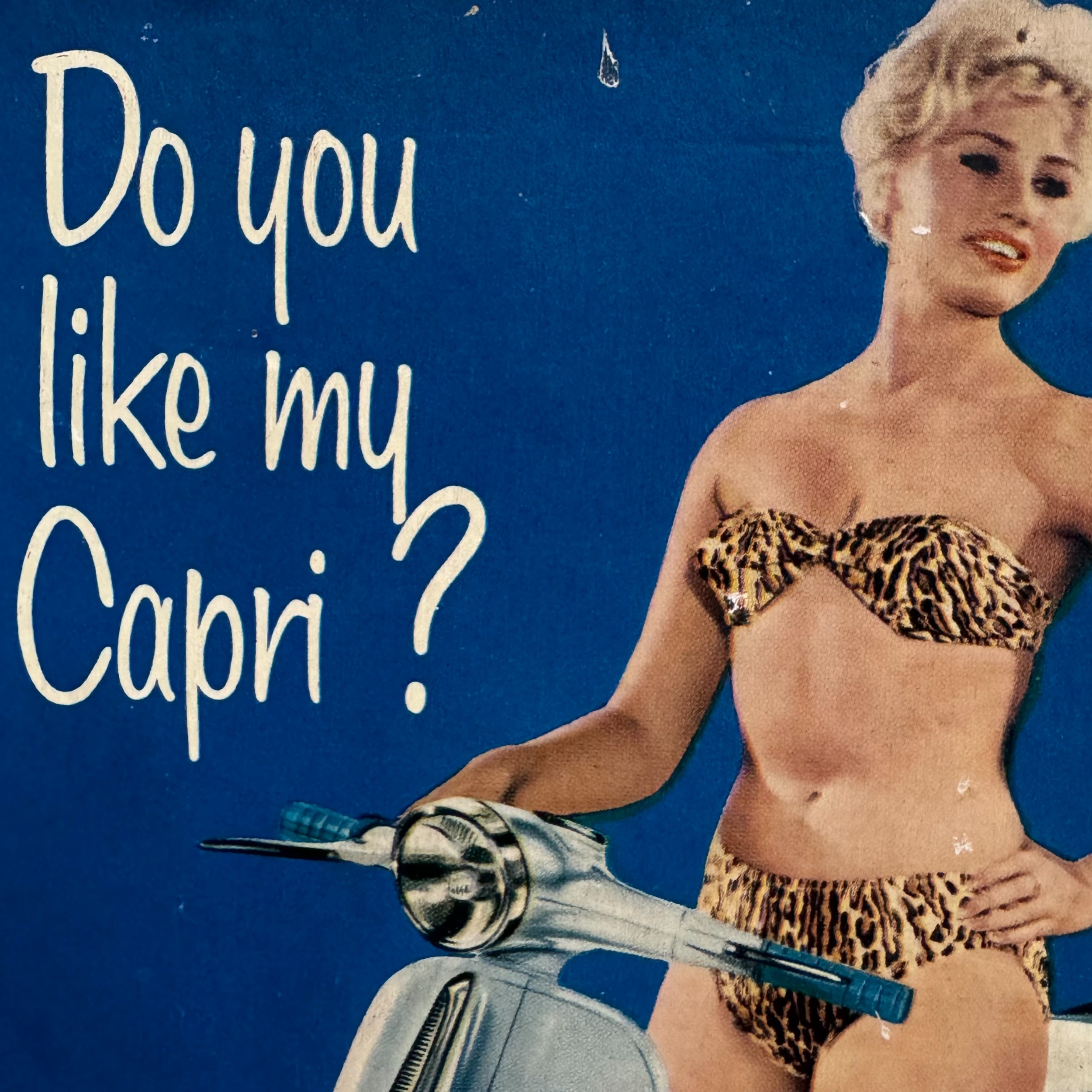A 1960s Capri scooter cardboard advertising, printed in colour with a bikini clad girl and - Image 2 of 2