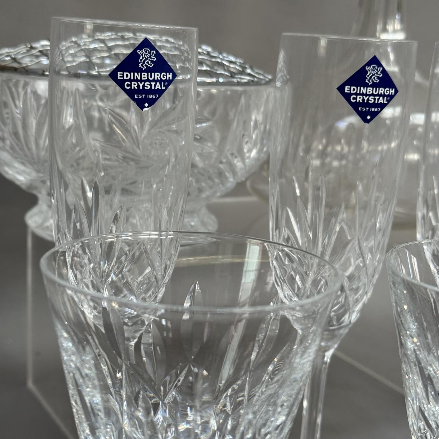 A set of six Edinburgh Crystal champagne flutes together with four Waterford wines, in two sizes, - Image 2 of 3