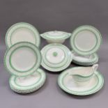 A Sydney British Anchor Cottage Green dinner service including five 10" plates, six 9" dinner