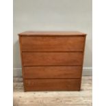 A teak three height chest of drawers, 76cm wide