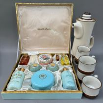 A vintage Elizabeth Arden blue grass gift set in original presentation box and packaging together