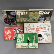 Two vintage Andy Capp cartoon books published by The Daily Mirror together with three Giles