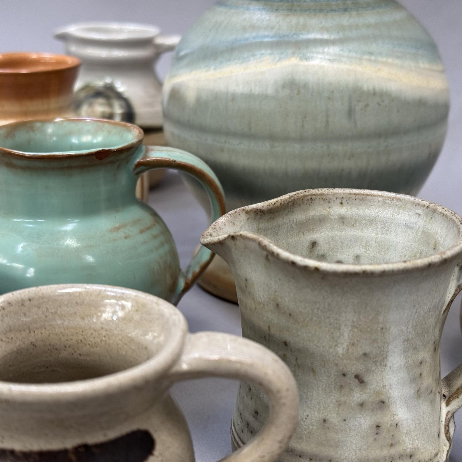 A collection of studio and other pottery jugs including Moffat Pottery Scotland, ,Riverstone, - Image 3 of 3