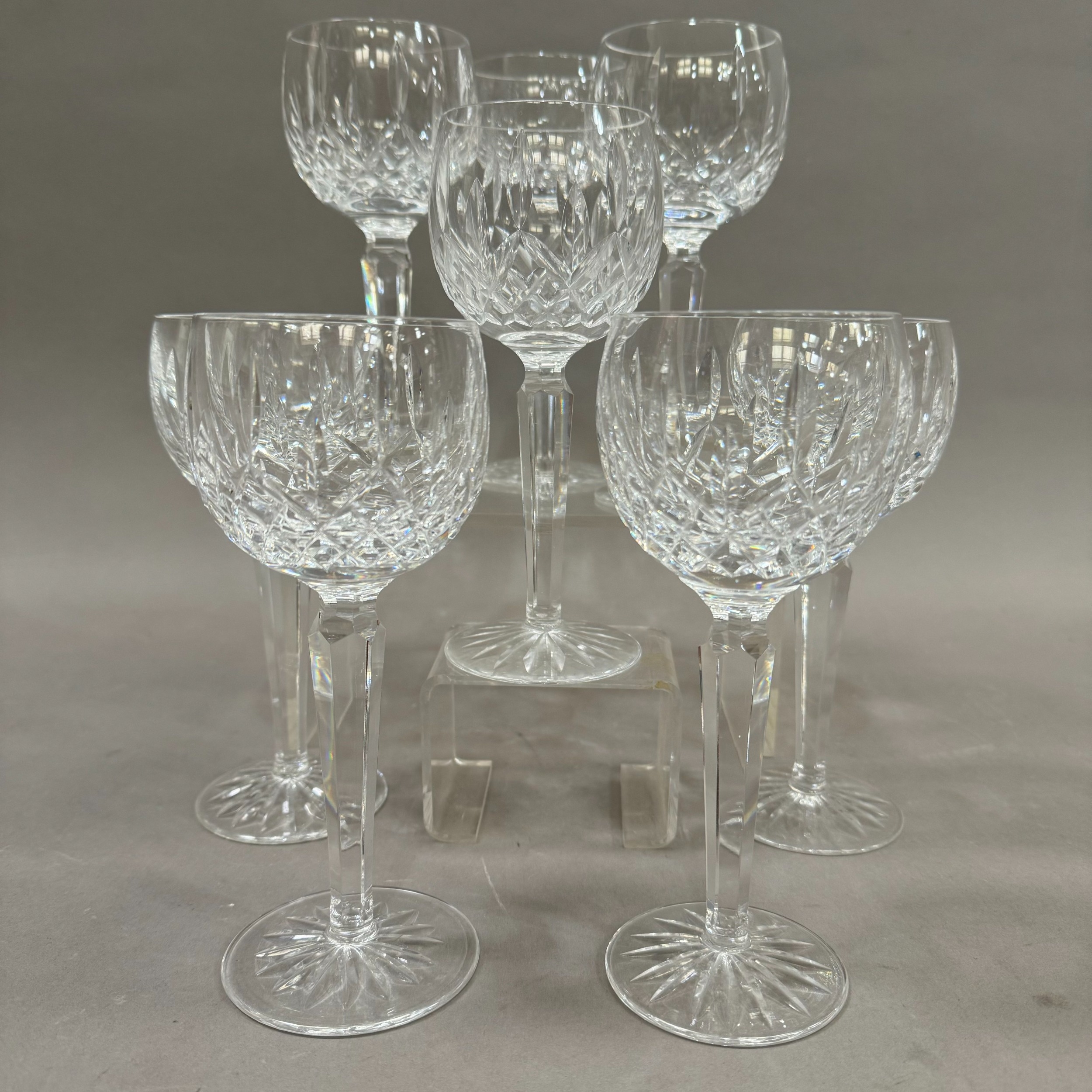 A set of eight Waterford crystal Lismore Hock glasses