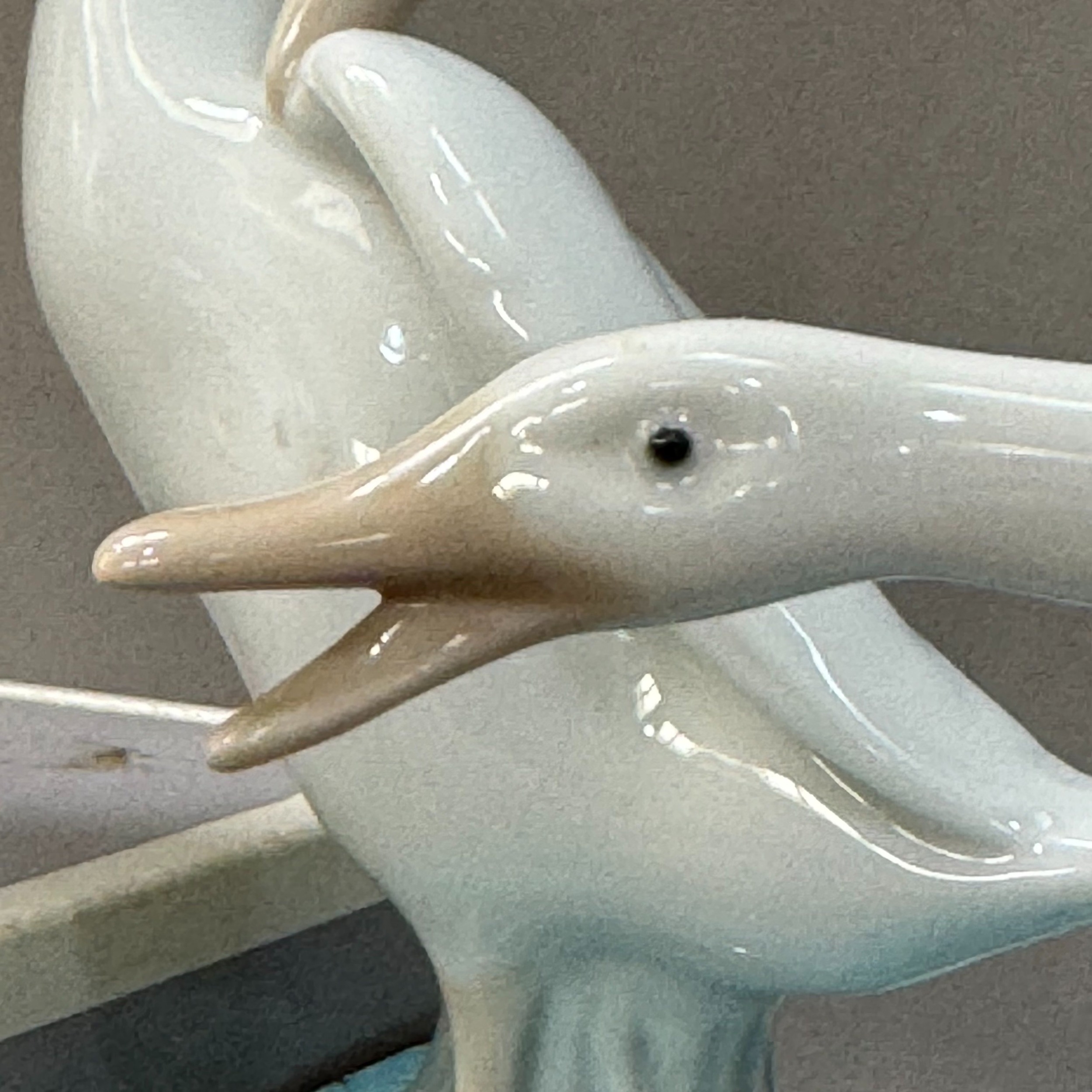 A Lladro figure of a boy in nightgown yawning together with a goose, boxed and a third goose unboxed - Image 2 of 3