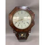 A Victorian mahogany drop dial wall clock, 54cm high